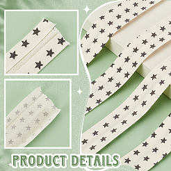 Biais double pli en coton imprimé étoiles&nbsp;OCOR-WH0036-32