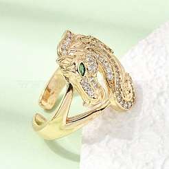 Bagues ouvertes en laiton avec micro pavé de zircones cubiques pour femmes&nbsp;RJEW-F216-02G