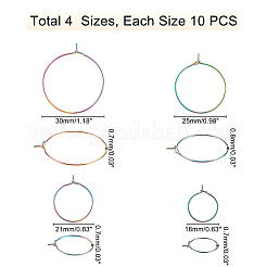 40 шт. 4 цвета вакуумное покрытие pvd хирургическая нержавеющая сталь 316l фурнитура для сережек-колец STAS-PH0001-60M