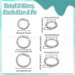 3 шт. 3 размера пружинных затворных колец из нержавеющей стали 304 в тибетском стиле&nbsp;STAS-UN0041-75
