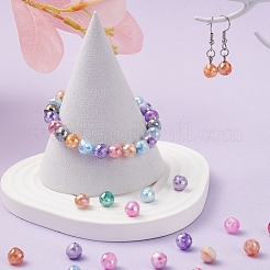 6 цвет непрозрачные окрашенные в запекание стеклянные бусины с кракле&nbsp;EGLA-YW0001-21