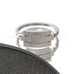 女性用テクスチャ長方形 304 ステンレススチール指輪  ステンレス鋼色  内径：17mm&nbsp;RJEW-L126-05B-05P