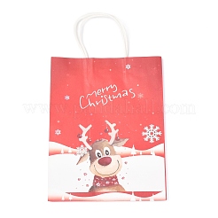 クリスマステーマクラフト紙袋  ハンドル付き  ギフトバッグやショッピングバッグ用  鹿の模様  35cm&nbsp;ABAG-H104-D02