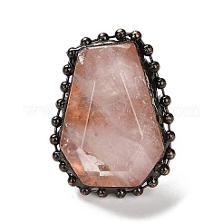 Bague de manchette ouverte en quartz rose naturel&nbsp;RJEW-M166-03R-E