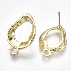 合金製スタッドピアスパーツ  スチールピンと  カン付き  オーバル  ライトゴールド  21.5x14mm  穴：2mm  ピン：0.7mm&nbsp;PALLOY-T065-08