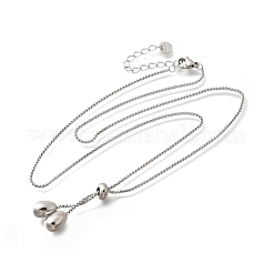 Ожерелья-лариаты из нержавеющей стали 304 с подвеской в виде капли для женщин NJEW-U031-01P