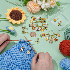 24 шт. 12 стиля подвеска из сплава с эмалью на тему пчелы маркеры фиксирующих стежков HJEW-WH00138