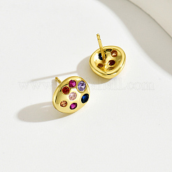 Модные серебряные серьги-гвоздики с разноцветным цирконием S925 для женщин BX9782