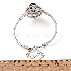 Bracelets à maillons en obsidienne naturelle avec soleil tournant&nbsp;GG-CBA0251-11P-10