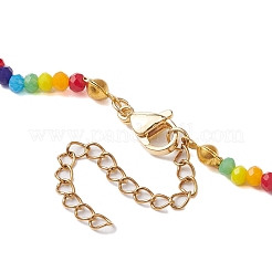 Collane con ciondolo a strisce di plastica con cuore arcobaleno&nbsp;NJEW-JN04898