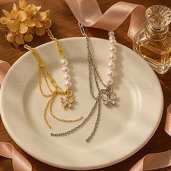 2 шт. 2-цветный сплав кристаллов горного хрусталя бабочка кулон ожерелье NJEW-HY0001-30