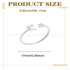 1pc lettre laiton strass ouvert manchette anneaux pour femmes&nbsp;AJEW-LP0004-47R-S