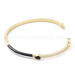 Эмалевый браслет-капля на шарнире с фианитами BJEW-G673-01G-01