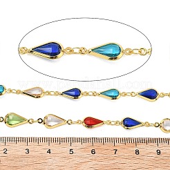 Латунные стеклянные каплевидные звенья цепи CHC-R001-04G-02