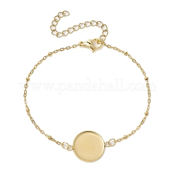 2шт 2-х цветный браслет из нержавеющей стали 304 с круглыми кабошонами&nbsp;BJEW-JB11090