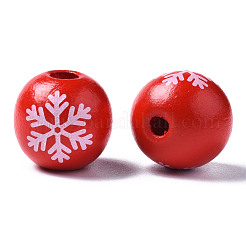 Расписные европейские бусины из натурального дерева WOOD-S057-039A