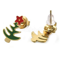 Ионное покрытие(ip) 304 нержавеющая сталь эмалированные серьги-гвоздики&nbsp;EJEW-I316-03G-06