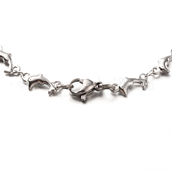 Браслеты из нержавеющей стали 304 с дельфиньими звеньями&nbsp;X-BJEW-O076-03P