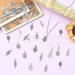 50pcs10スタイルチベットスタイルアロイペンダント  アンティークシルバー  混合図形  18~22x5~12mm  穴：1.5mm  5個/スタイル&nbsp;FIND-CJ0005-98