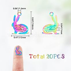 20 шт. подвески в виде кролика из нержавеющей стали 201 STAS-HY0001-02RC