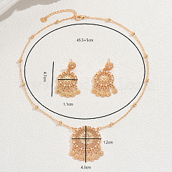 Роскошные комплекты из полых круглых серег и ожерелий в стиле «дворец» из латуни с кисточками для женщин JB0606