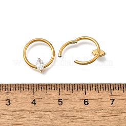 Anelli per il naso a cerchio con occhio di cavallo in acciaio inossidabile 304 con zirconi cubici trasparenti&nbsp;AJEW-D306-13G