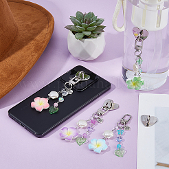 4 pz di decorazioni pendenti in resina e vetro a forma di fiore&nbsp;HJEW-FH00278
