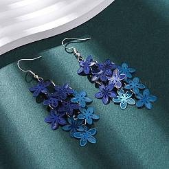 Серьги-подвески в форме цветка из нержавеющей стали 430 EJEW-A137-07P-04