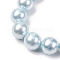 電気めっきシェルパールビーズ連売り  ラウンド  淡いターコイズ  16mm  穴：0.8~0.9mm  約24~25個/連  15.55~16.02''（39.5~40.7センチメートル）&nbsp;BSHE-G041-16mm-03