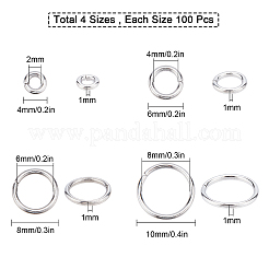 400 Stück 4 Stile 304 Edelstahl offene Biegeringe&nbsp;STAS-SC0001-19