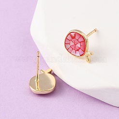 Серьги-гвоздики в виде рыбок из латуни и эмали&nbsp;EJEW-I322-05G