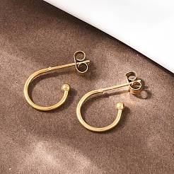 Boucles d'oreilles à tige en acier inoxydable 304 en forme de C&nbsp;EJEW-Z154-01G-01