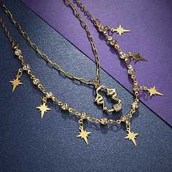 Ensembles de colliers à pendentif étoile et fille&nbsp;NJEW-JN03137-04