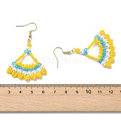 Boucles d'oreilles pendantes en verre tissé de type graine&nbsp;EJEW-MZ00794-02