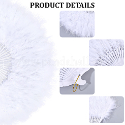 Éventail pliant en plastique et plumes&nbsp;AJEW-WH20130-171A
