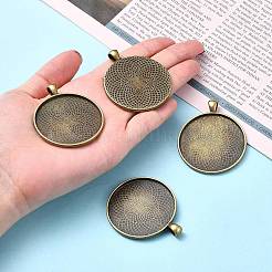 Тибетский стиль плоские круглые литые сеттинги кабошон большой кулон&nbsp;LS-X-TIBEP-Q049-09AB-NR