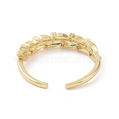 Прозрачное кольцо-манжета в виде листьев кубического циркония RJEW-E072-21G