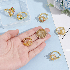 6 шт. 6 стиля стойка покрытие латунь микро паве кубический цирконий регулируемые кольца компоненты&nbsp;KK-UN0003-42