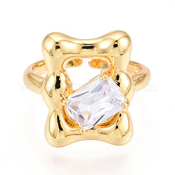 Латунные кольца-манжеты с микропаве и прозрачным цирконием для женщин KK-T074-12G