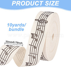 Полиэстеровая лента с принтом музыкальных нот OCOR-WH0091-25