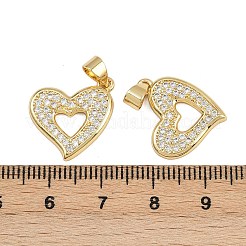 真鍮製マイクロパヴェキュービックジルコニアペンダント  ハート  16KGP本金メッキ  17x17x2mm  穴：3x4mm&nbsp;ZIRC-I367-12G-11