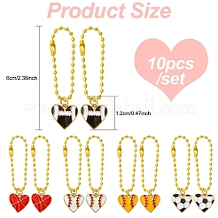 10 шт. 5 стиля сердце со спортивным мячом сплав эмалированный кулон украшение HJEW-YW00076