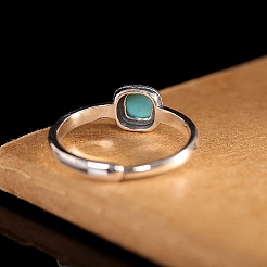 Искусственная бирюза с одним кольцом из стерлингового серебра.&nbsp;RJEW-C155-03