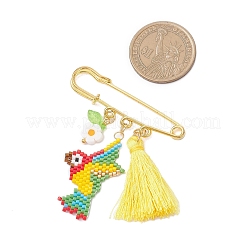 Брошь из стеклянного бисера в виде попугая&nbsp;JEWB-MZ00006