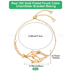 5 Stück verstellbare geflochtene Messing Makramee Tasche Kabel Kette Schieber Armband machen&nbsp;BJEW-BBC0001-17A
