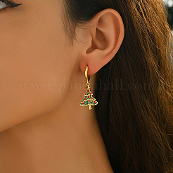 Серьги-кольца в виде елки из латуни PF9956