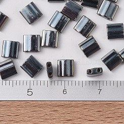 MIYUKIティラビーズ  日本製シードビーズ  2穴  （TL464)ライトガンメタル  5x5x1.9mm  穴：0.8mm  約590個/50g&nbsp;SEED-X0054-TL0464