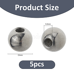 5 шт. европейские бусины из нержавеющей стали 304&nbsp;STAS-FH0002-40C