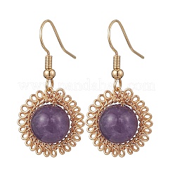 Серьги-подвески в виде цветка из натурального аметиста&nbsp;EJEW-JE06720-02