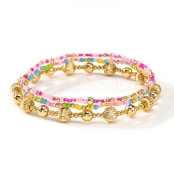 Boho-Stretch-Armbandsets aus Messing und Glasperlen&nbsp;ZV9716-1